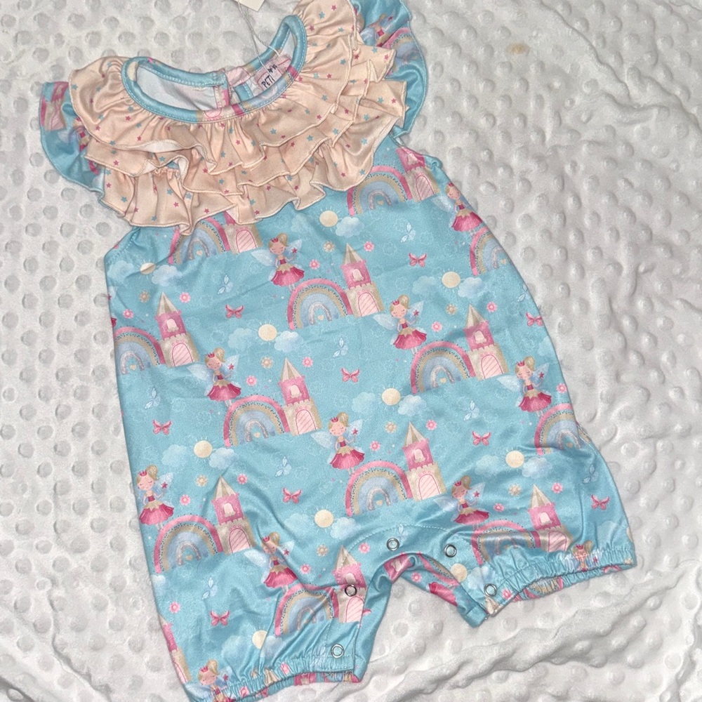 Pete and Lucy  Blue and Pink princess Baby Romper